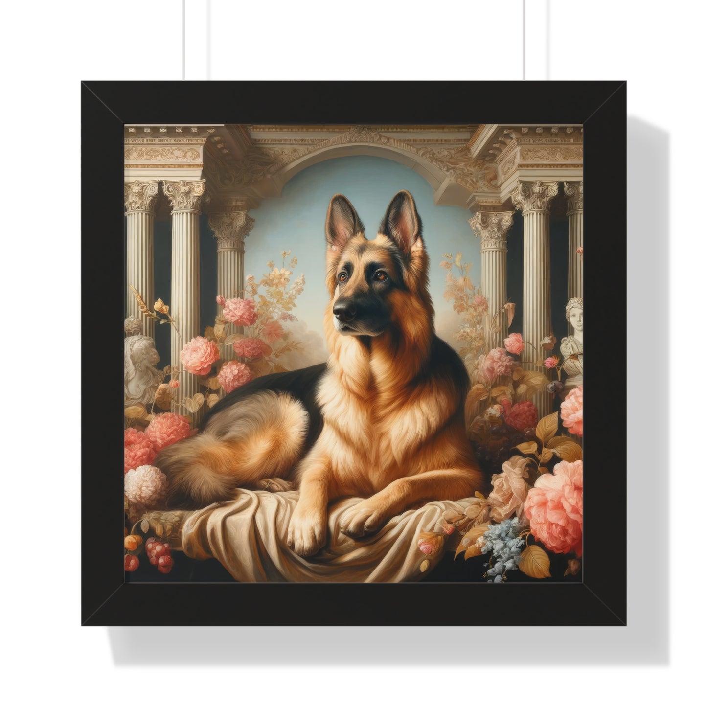 Neo-classical German Shepherd Framed Poster Painting 16x16