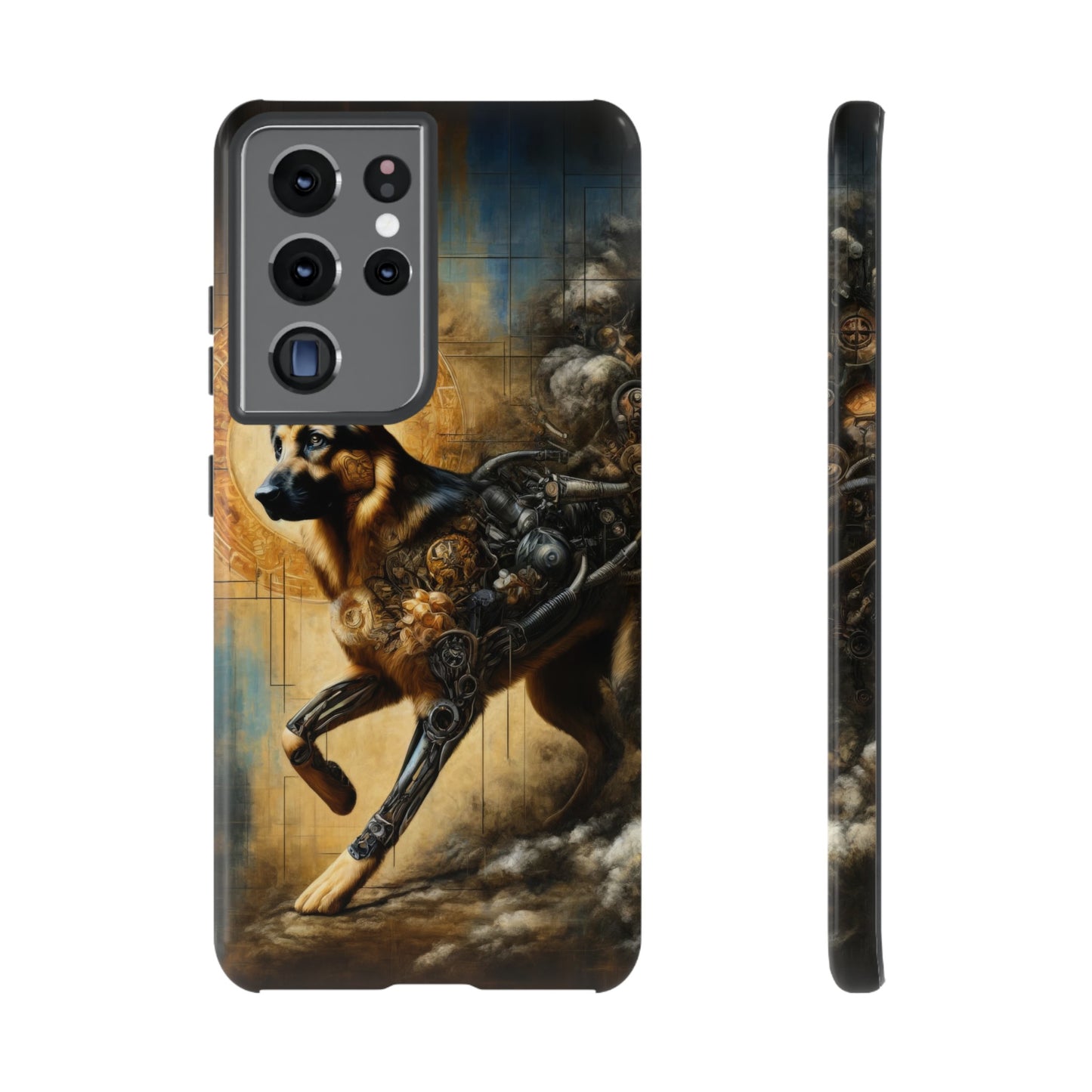 Byzantine, charcoal, and cybernetic German Shepherd Phone Case