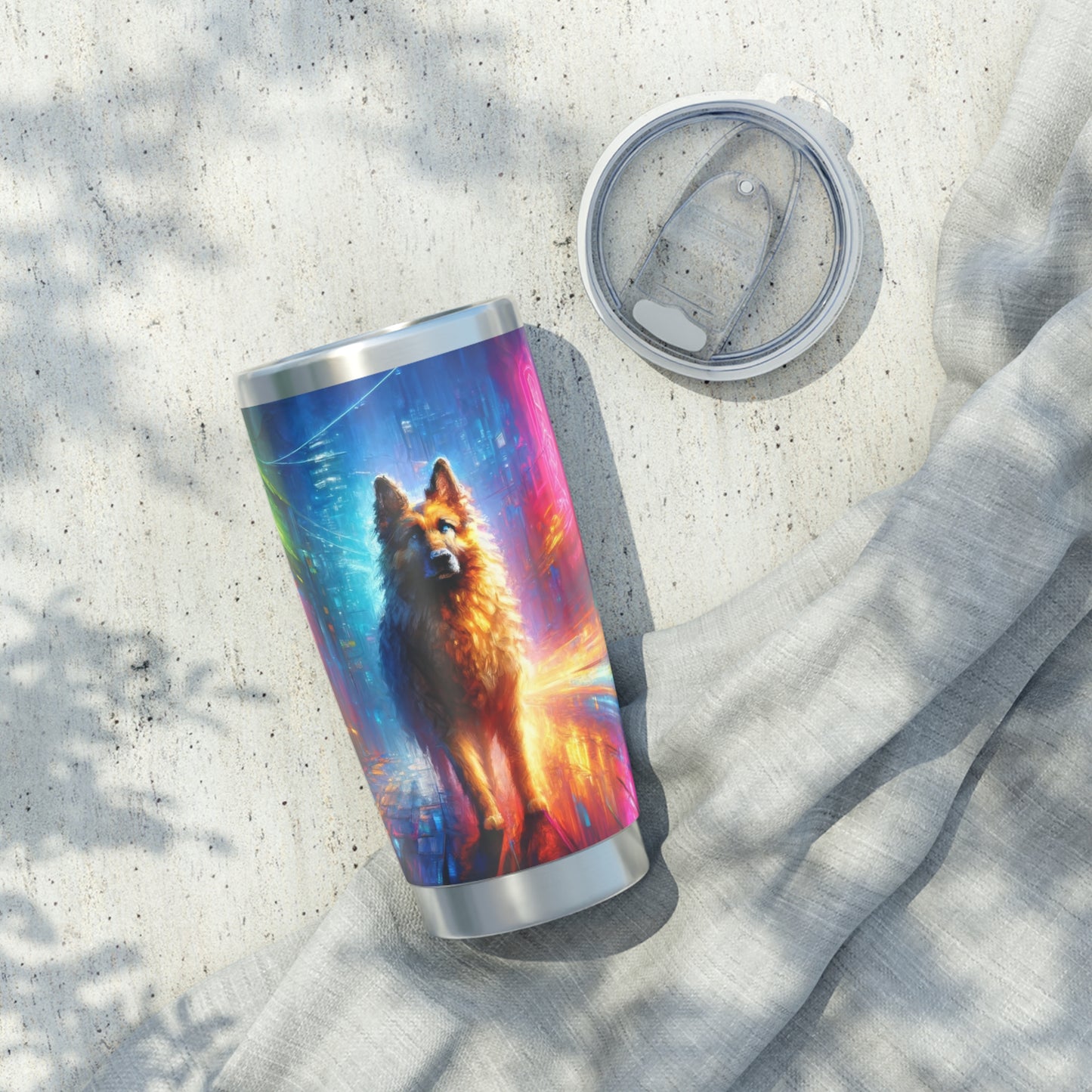 Neon light German Shepherd 20oz Tumbler