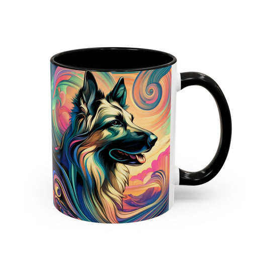 Art nouveau and vaporwave German Shepherd Coffee Mug