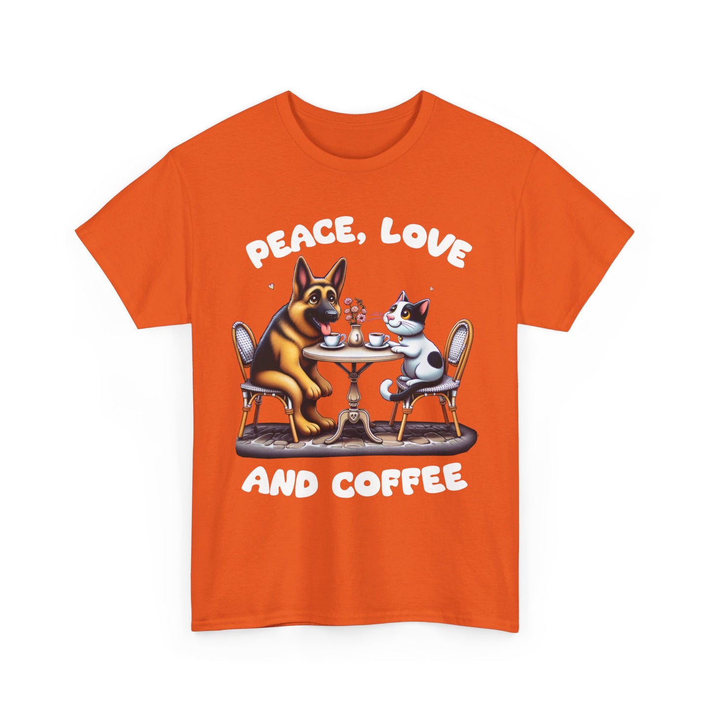 Peace Love and Coffee T-Shirt (13 Colors) (German Shepherd)