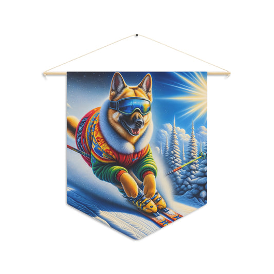 German Shepherd Skiing Pennant