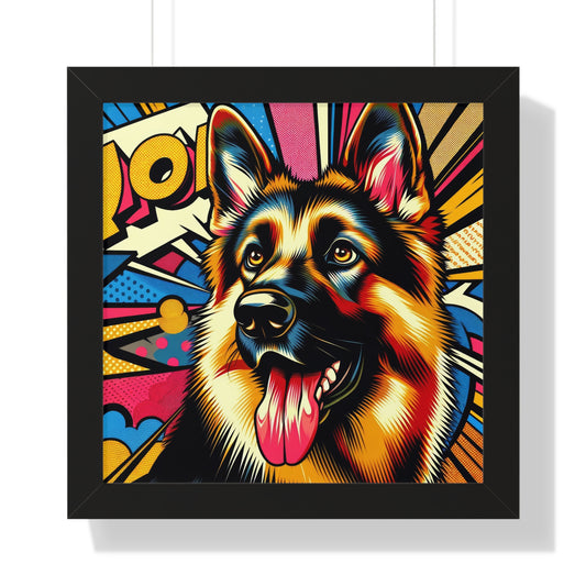 Anime style German Shepherd Framed Poster Painting 16x16