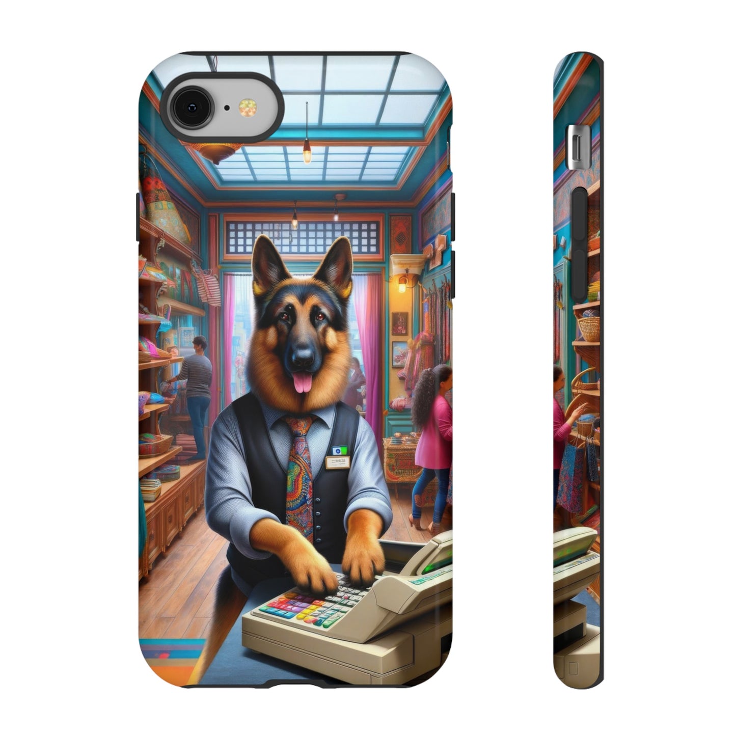 German Shepherd Operating a Cash Register Phone Case