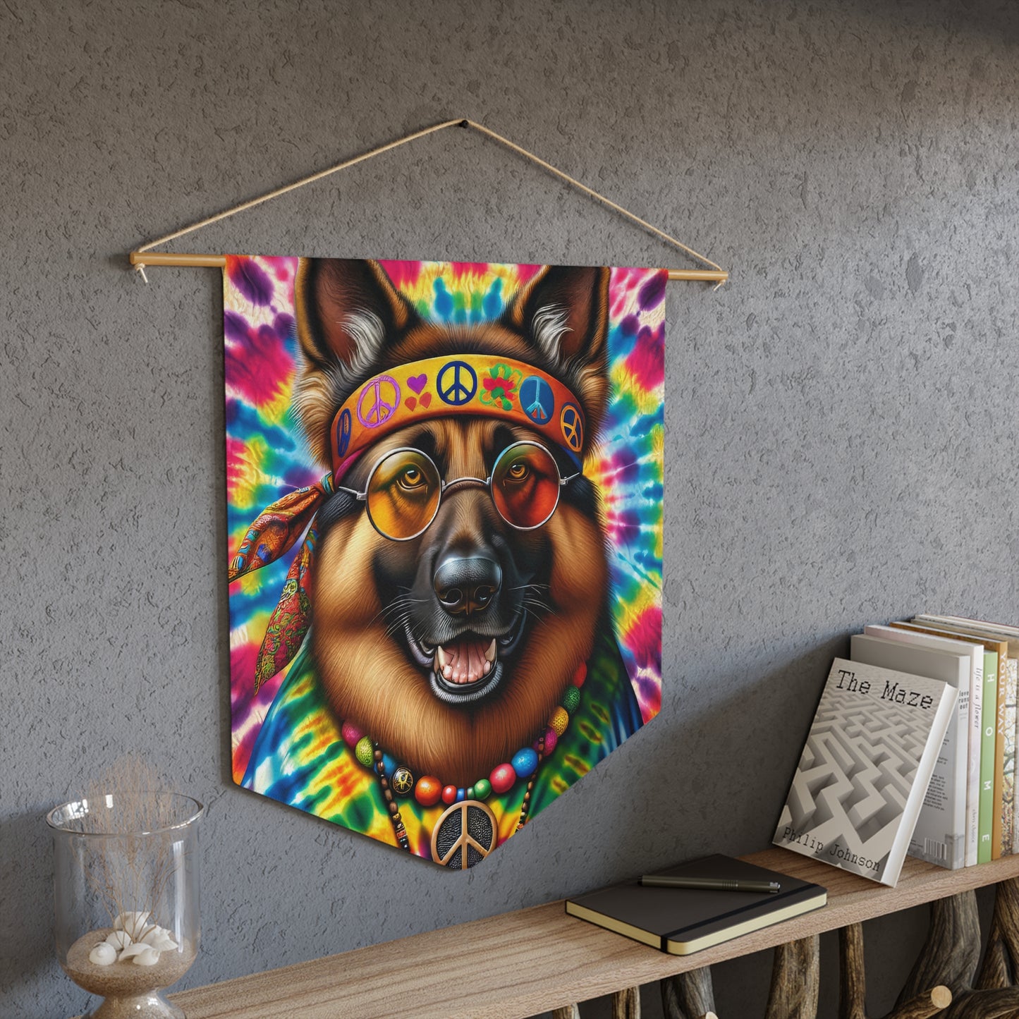 Hippie German Shepherd Pennant