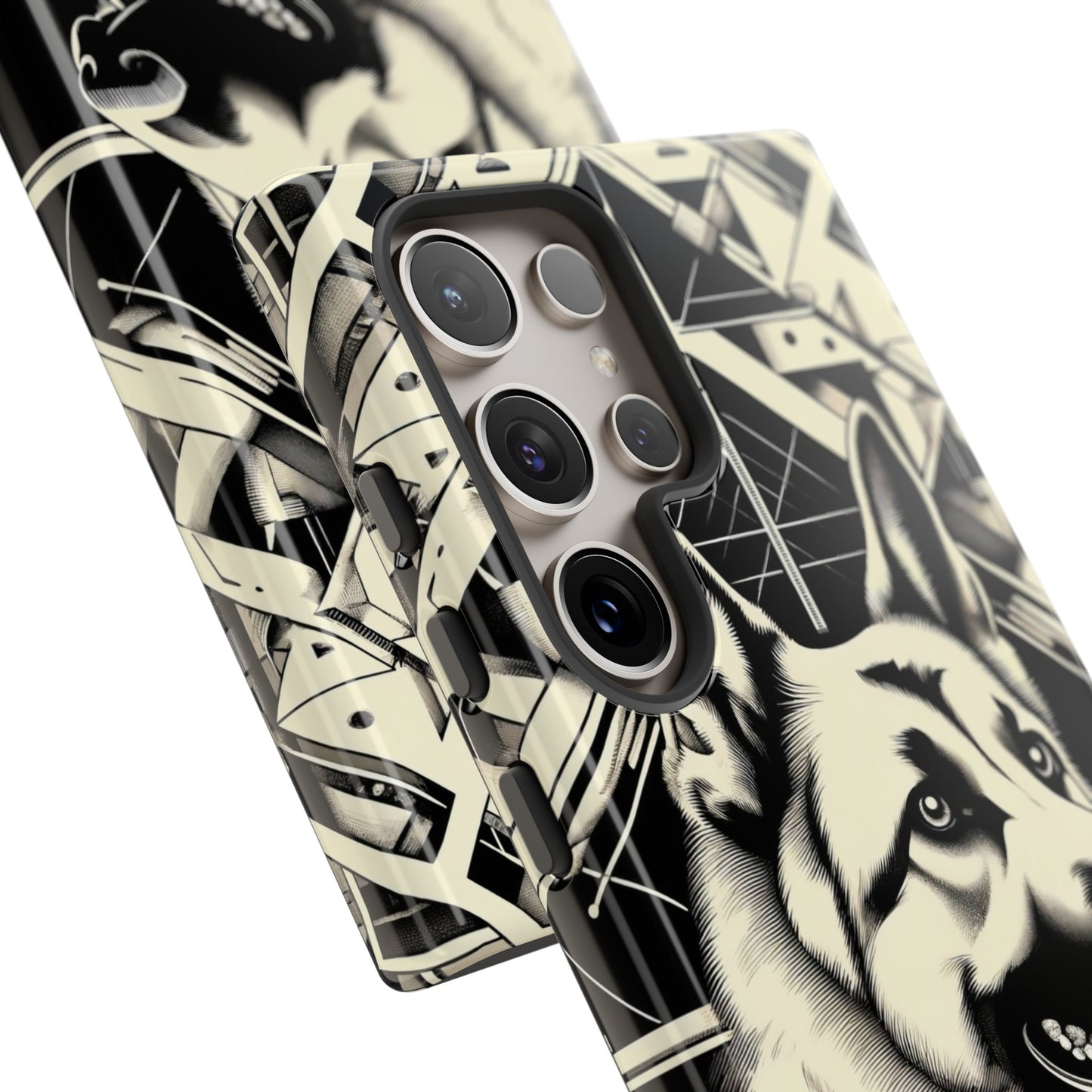 Constructivism and etching style German Shepherd Phone Case