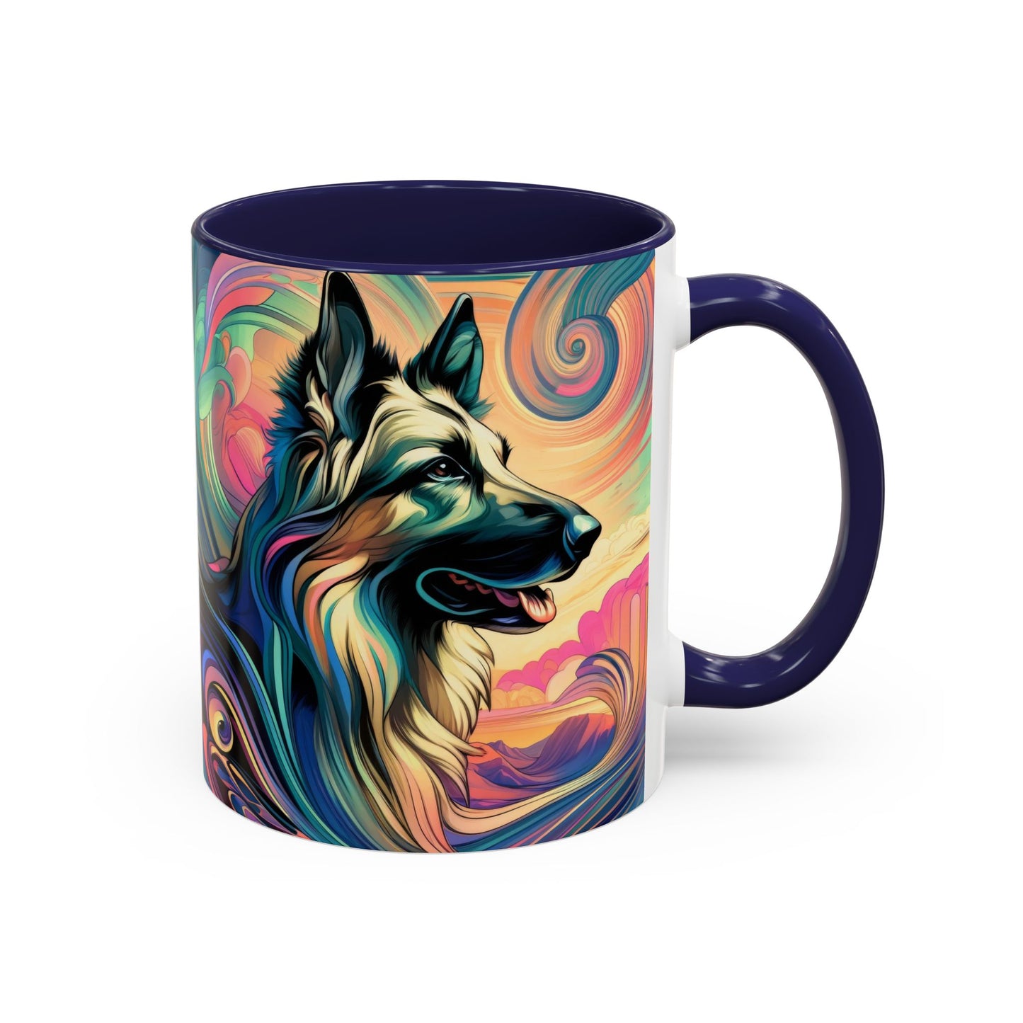 Art nouveau and vaporwave German Shepherd Coffee Mug