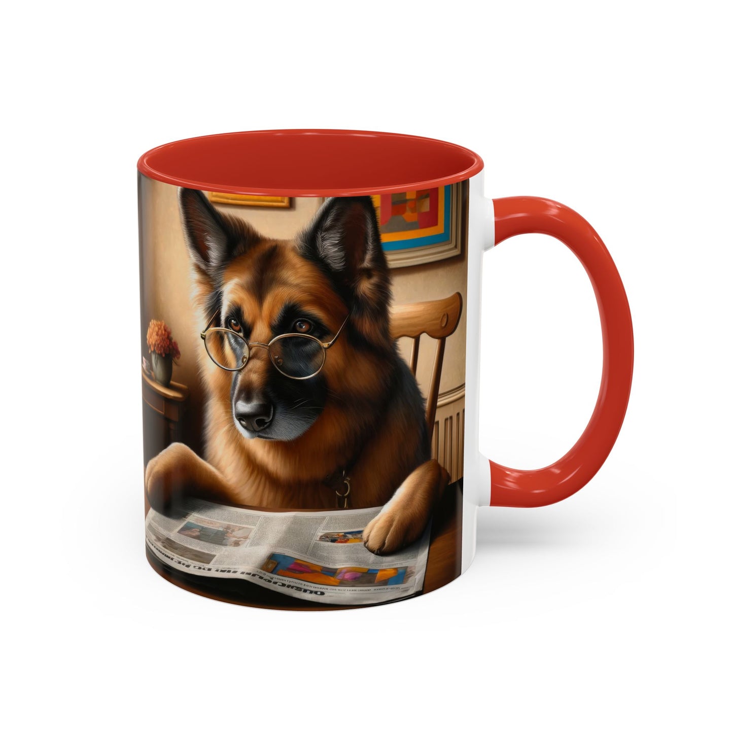 German Shepherd Reading a Newspaper Coffee Mug