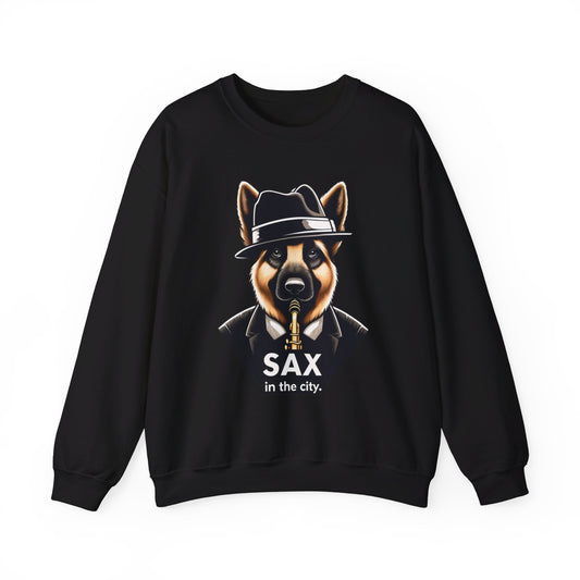 Sax in the City Sweatshirt (Black) (German Shepherd)