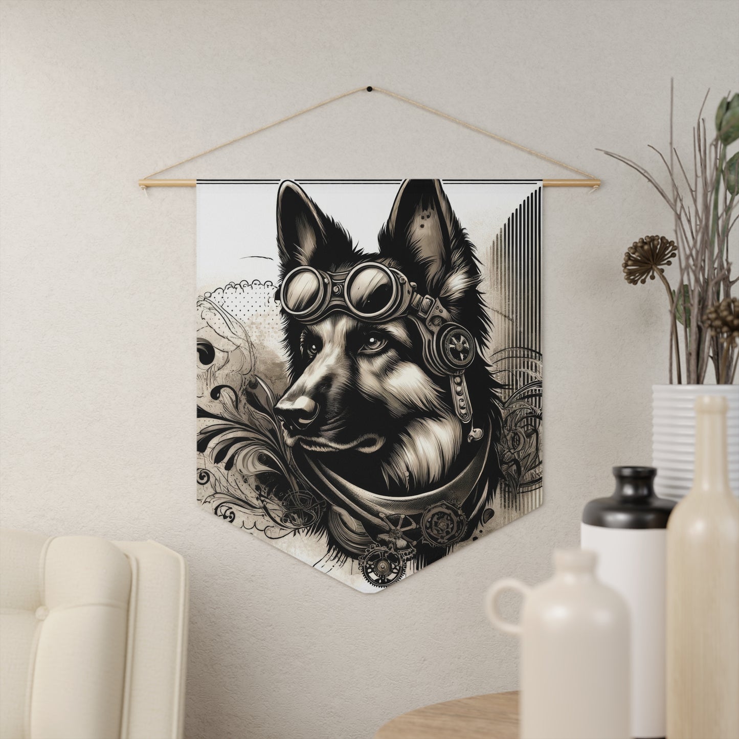 Steampunk German Shepherd Pennant