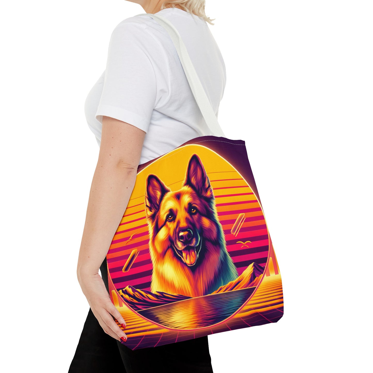 Vaporwave and golden hour German Shepherd Tote Bag