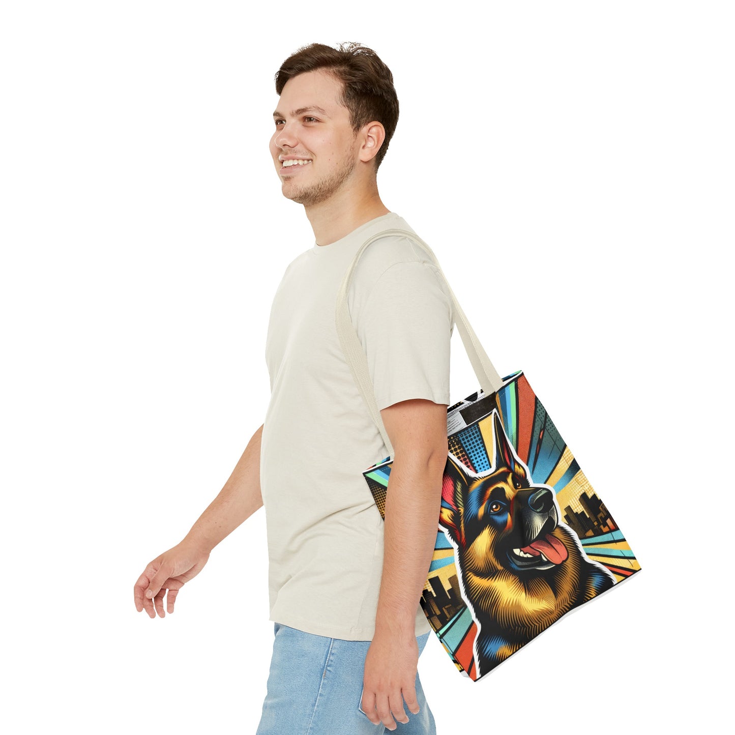 Comic style German Shepherd Tote Bag