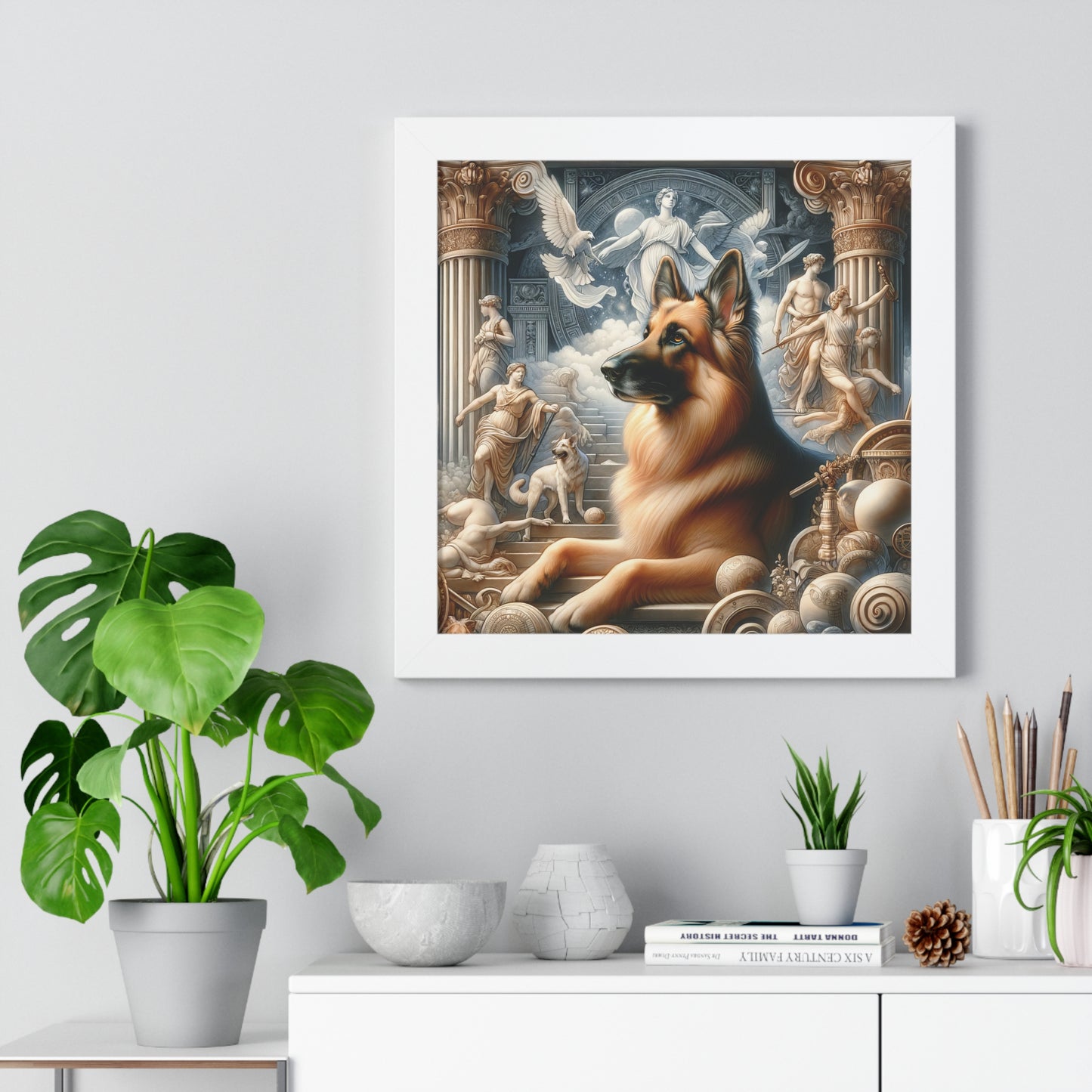 Neo-classicism and dreamy fantasy German Shepherd Framed Poster Painting 16x16