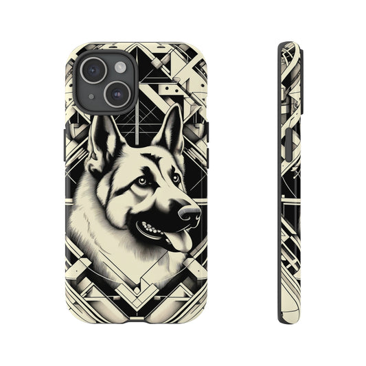 Constructivism and etching style German Shepherd Phone Case