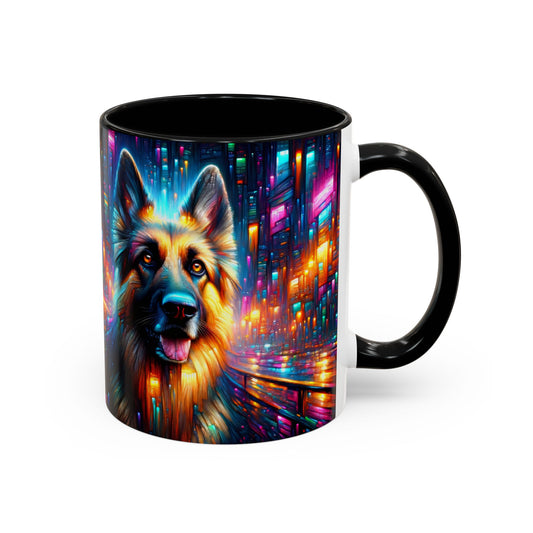 Neon light German Shepherd Coffee Mug