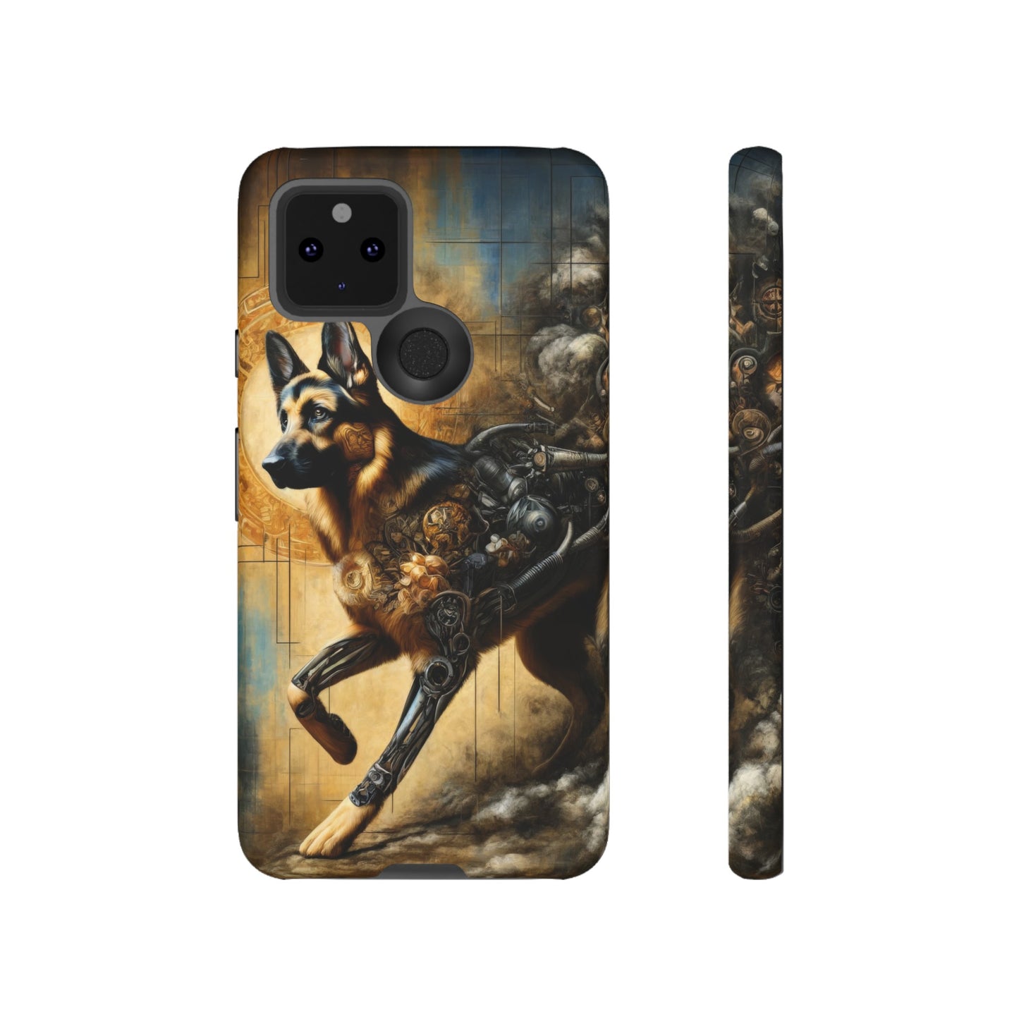 Byzantine, charcoal, and cybernetic German Shepherd Phone Case