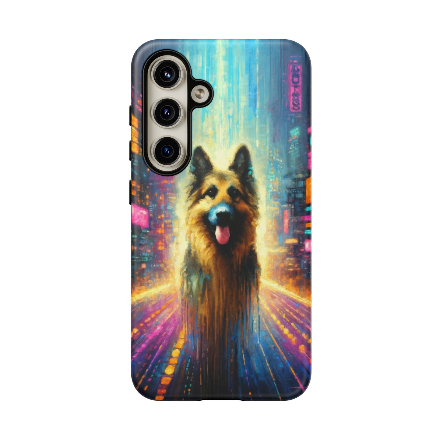 Impressionism meets cyberpunk German Shepherd Phone Case