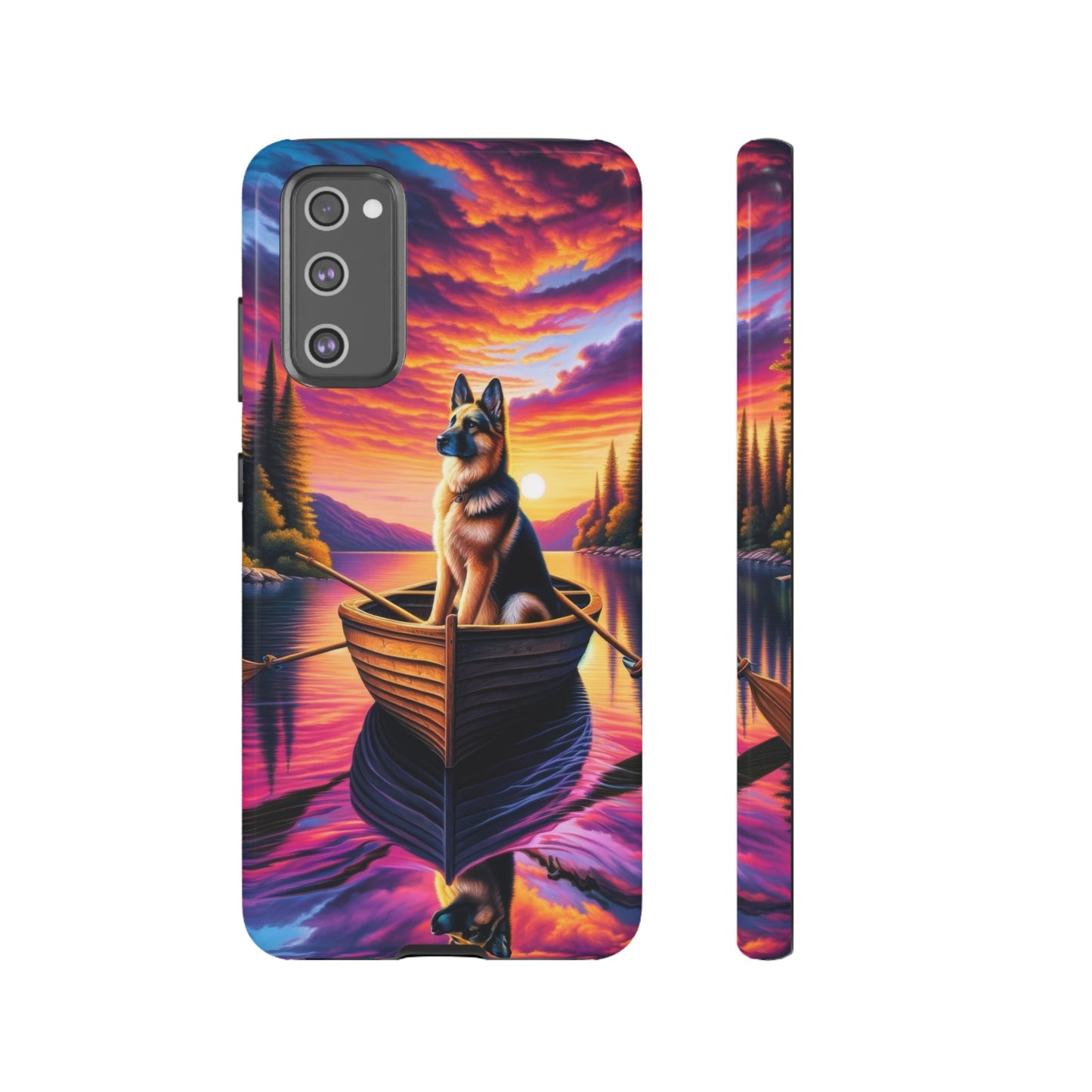 German Shepherd Rowing a boat Phone Case