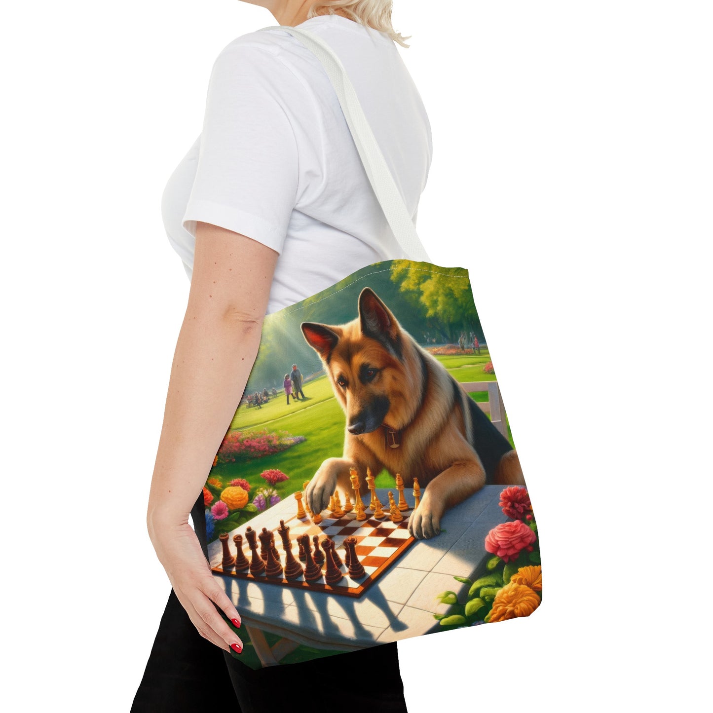 German Shepherd Playing Chess Tote Bag