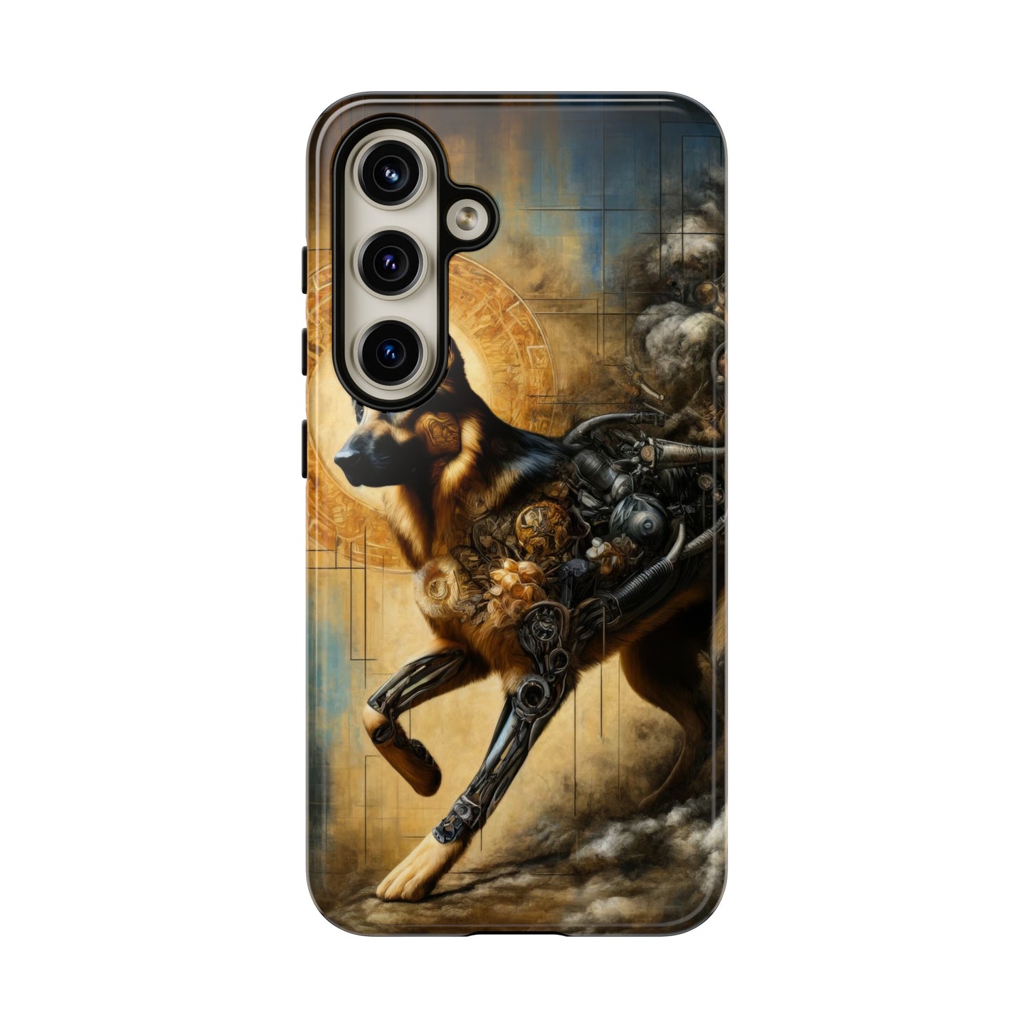 Byzantine, charcoal, and cybernetic German Shepherd Phone Case