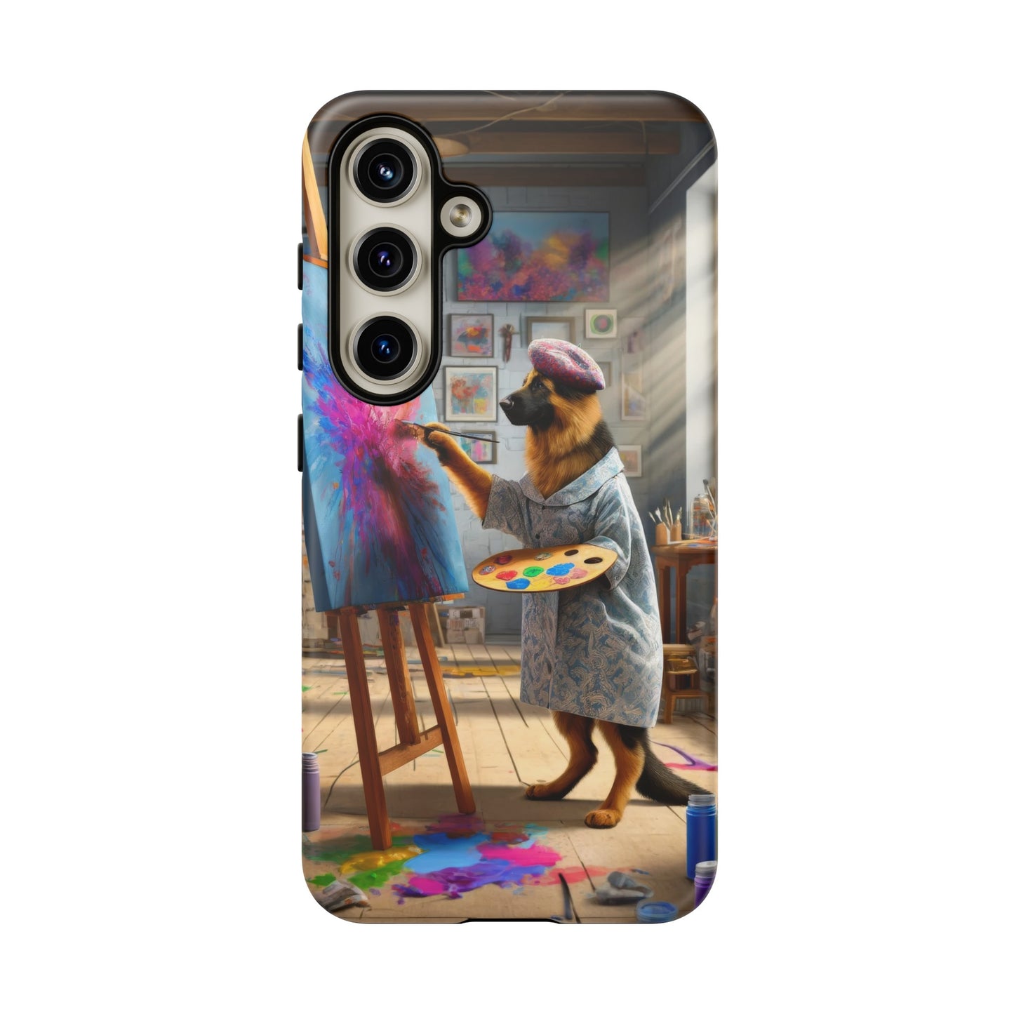 German Shepherd Painting on a Canvas Phone Case