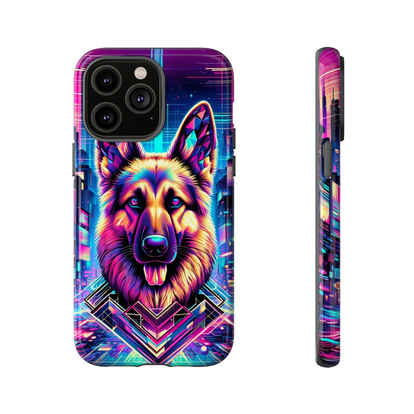 Glitch art German Shepherd Phone Case