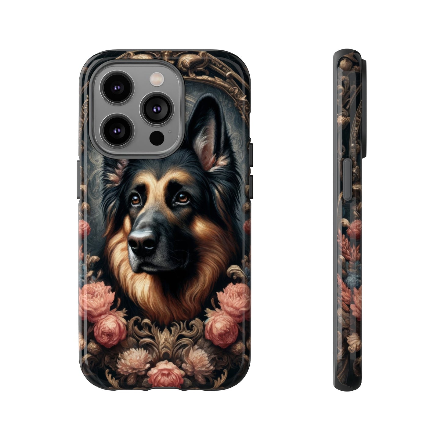 Gothic, high angle German Shepherd Phone Case