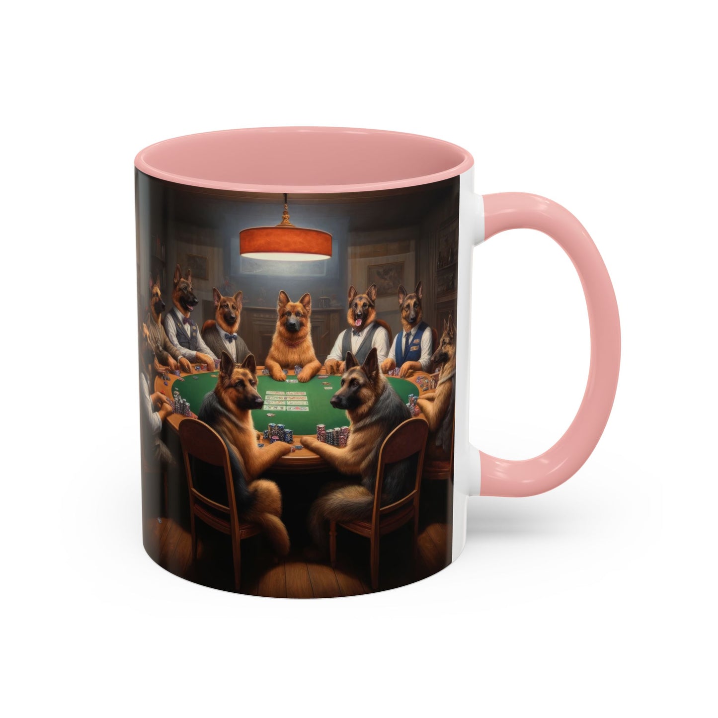 German Shepherds Playing Poker Accent Coffee Mug, 11oz