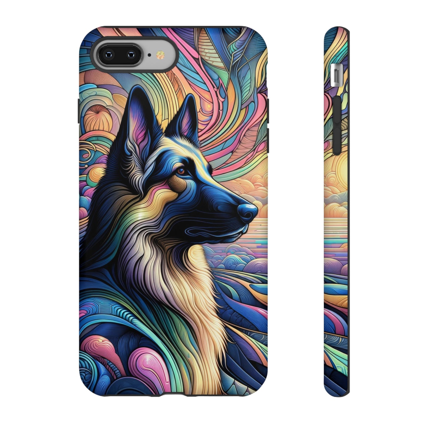 Art nouveau and vaporwave German Shepherd Phone Case