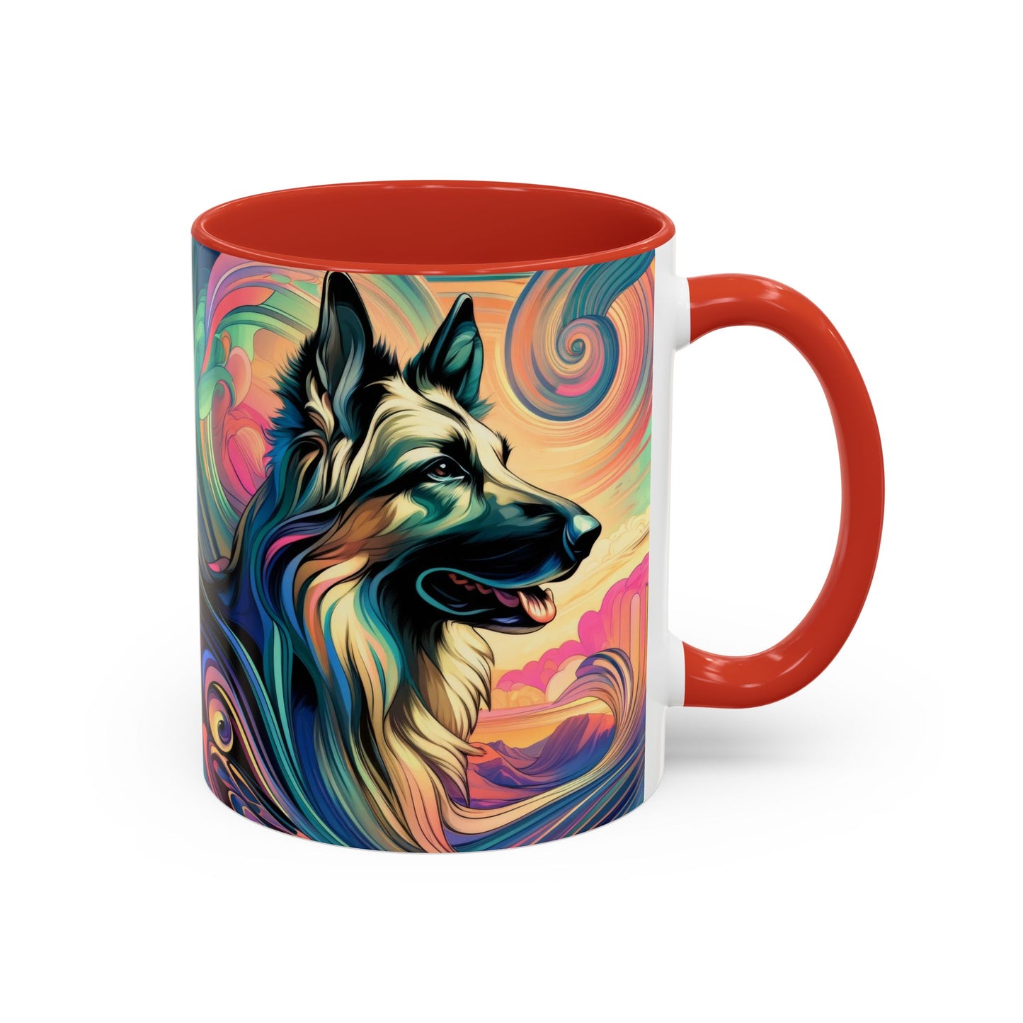 Art nouveau and vaporwave German Shepherd Coffee Mug