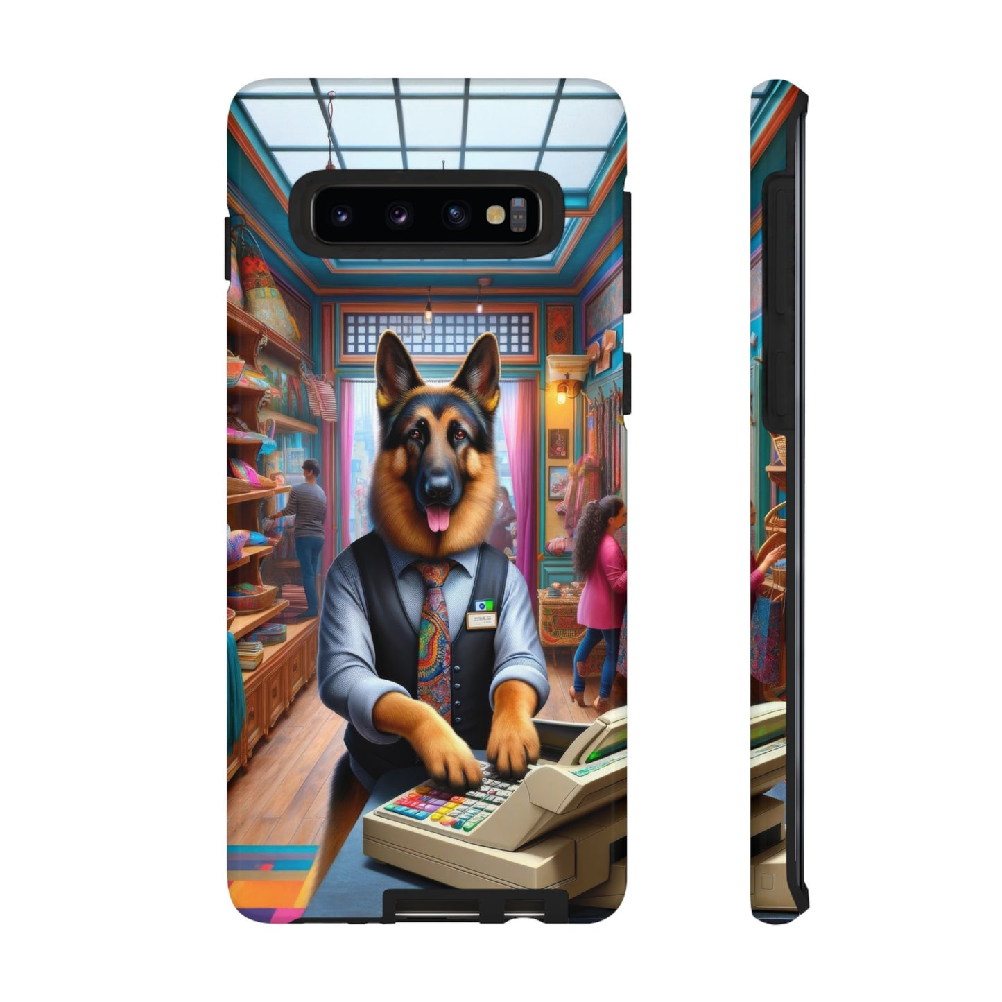 German Shepherd Operating a Cash Register Phone Case
