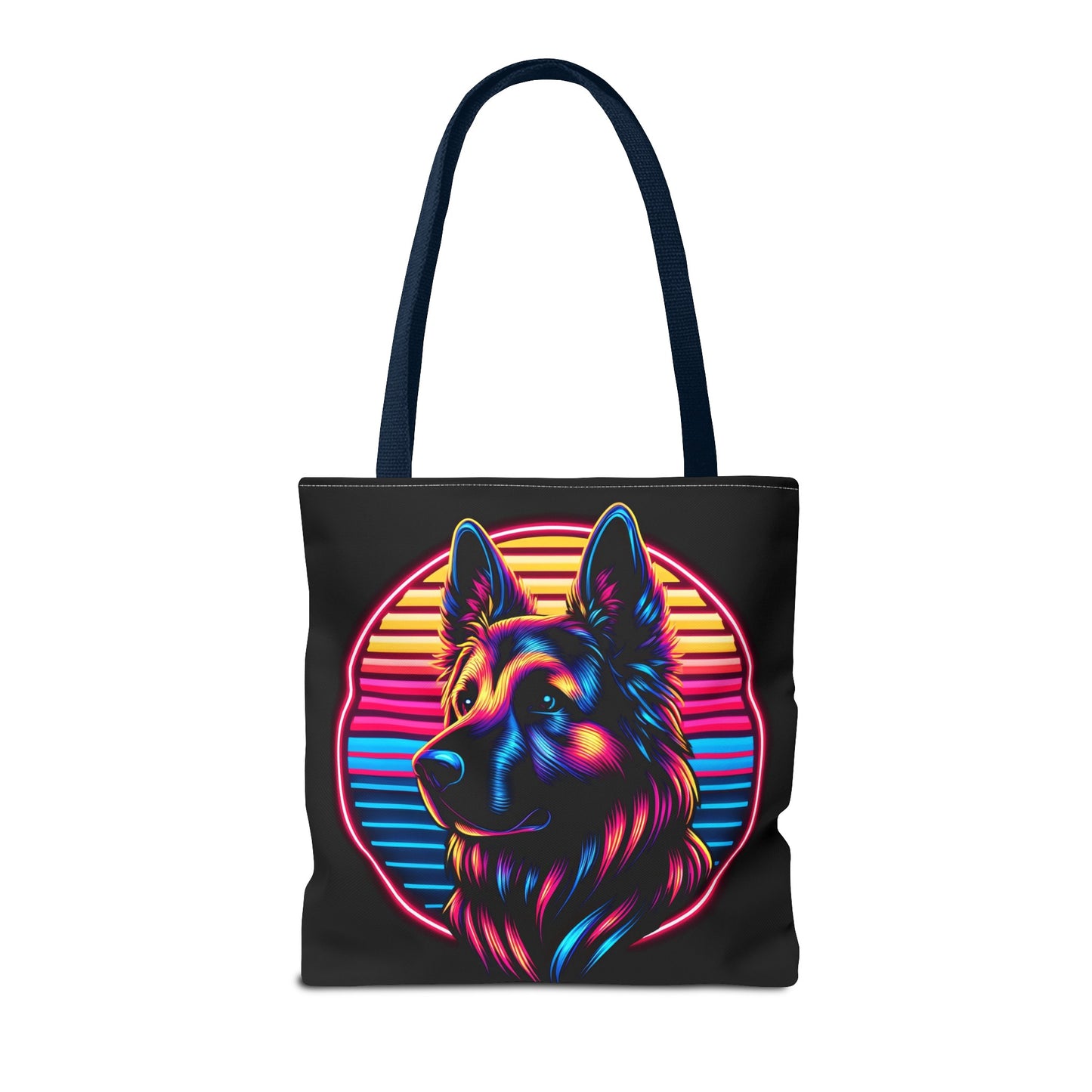 Retro wave and concept art German Shepherd Tote Bag