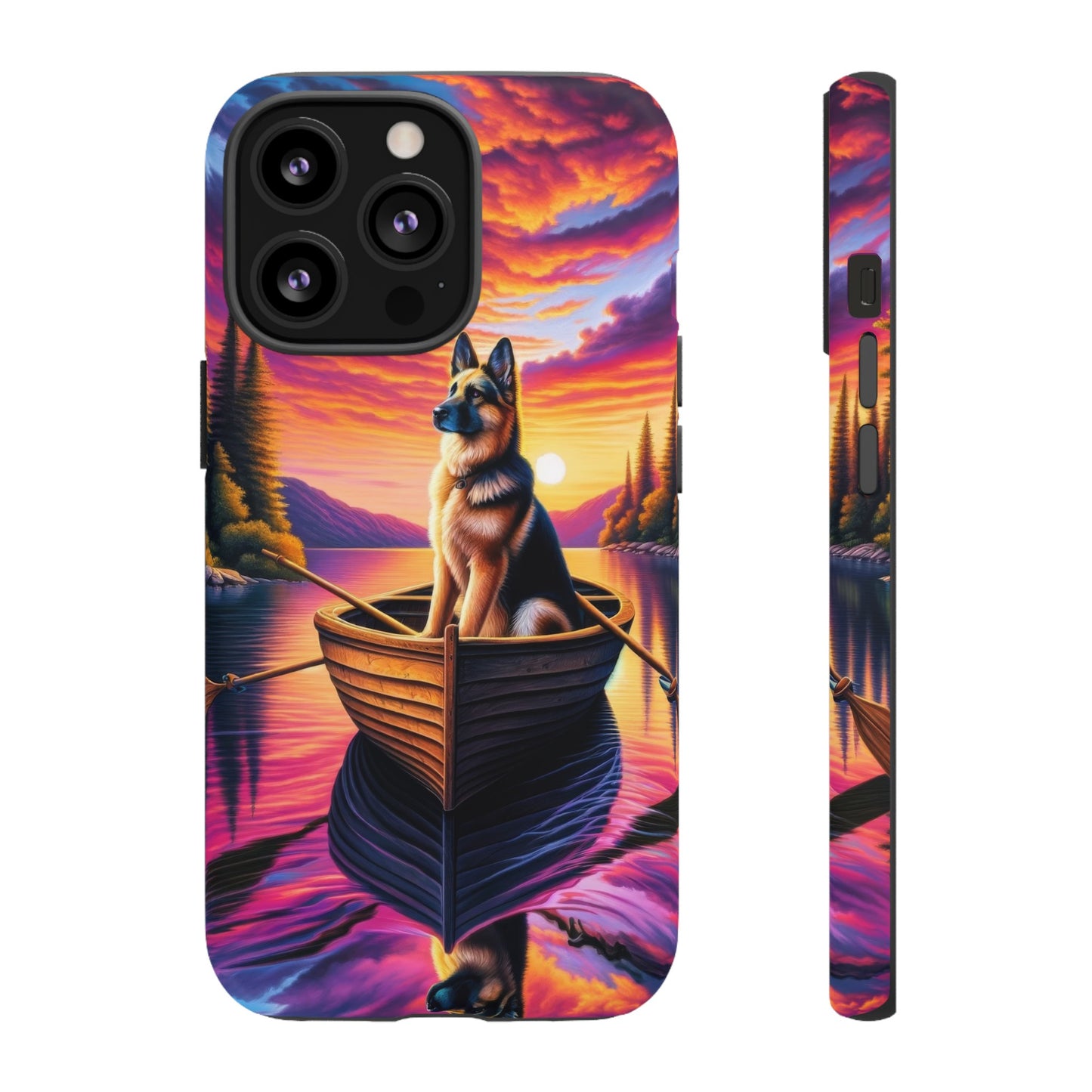 German Shepherd Rowing a boat Phone Case