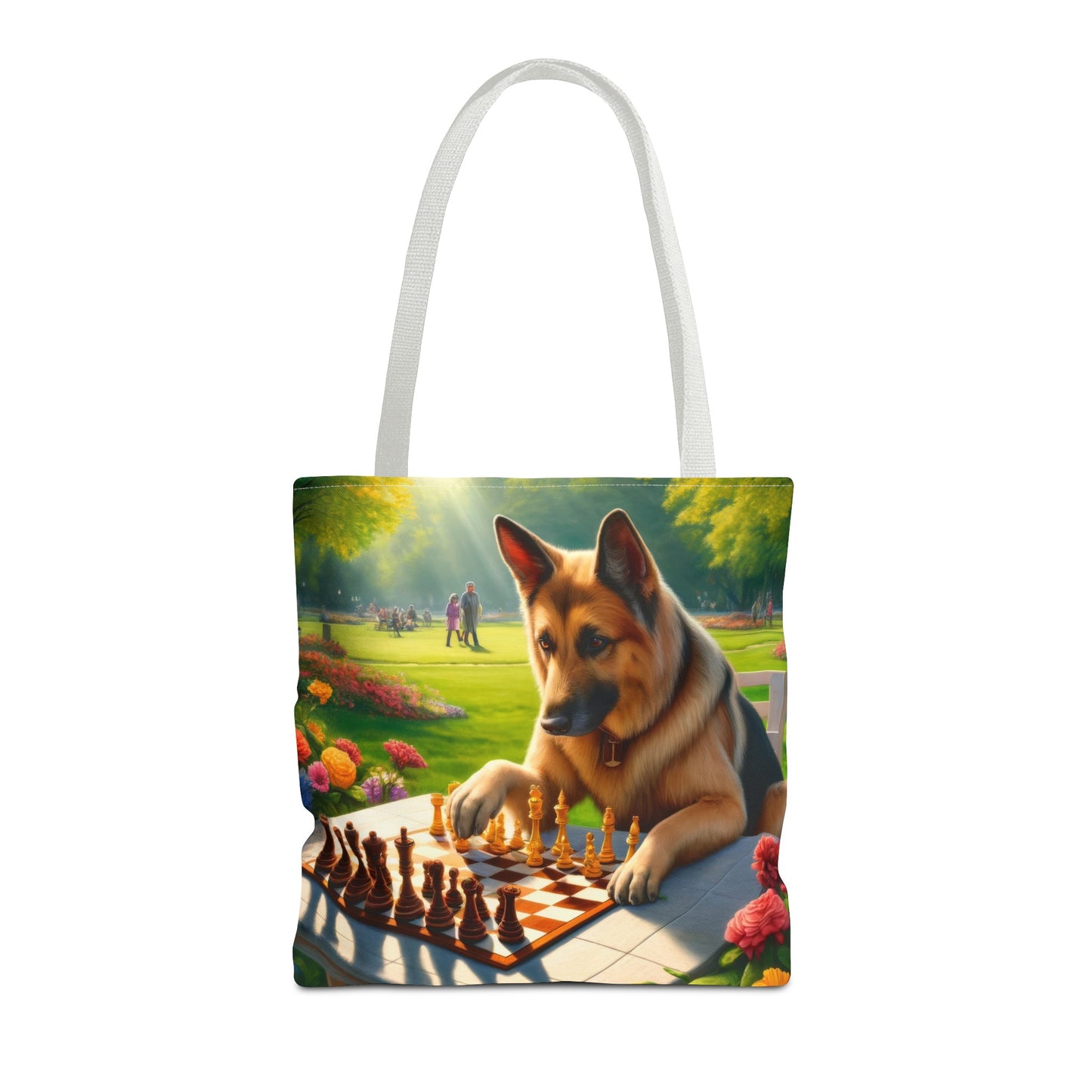 German Shepherd Playing Chess Tote Bag