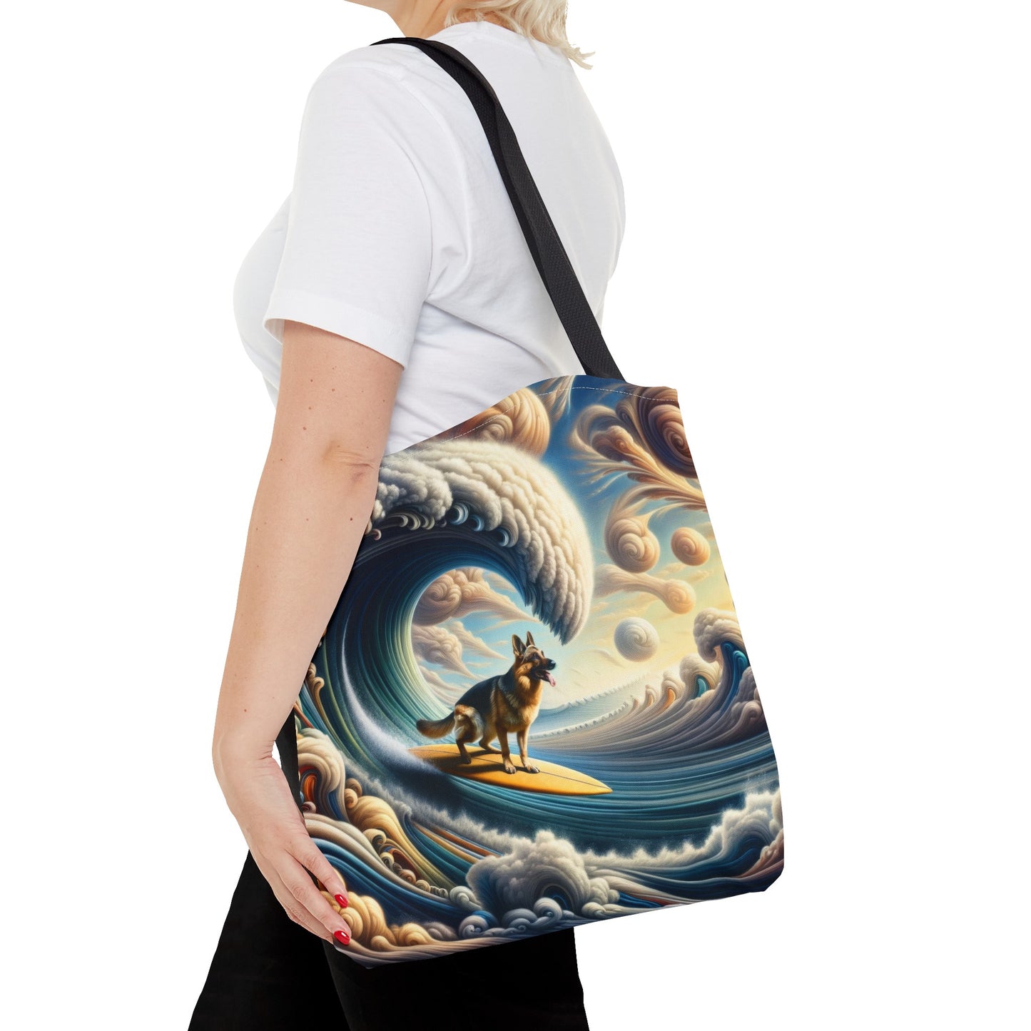 German Shepherd Surfing Tote Bag