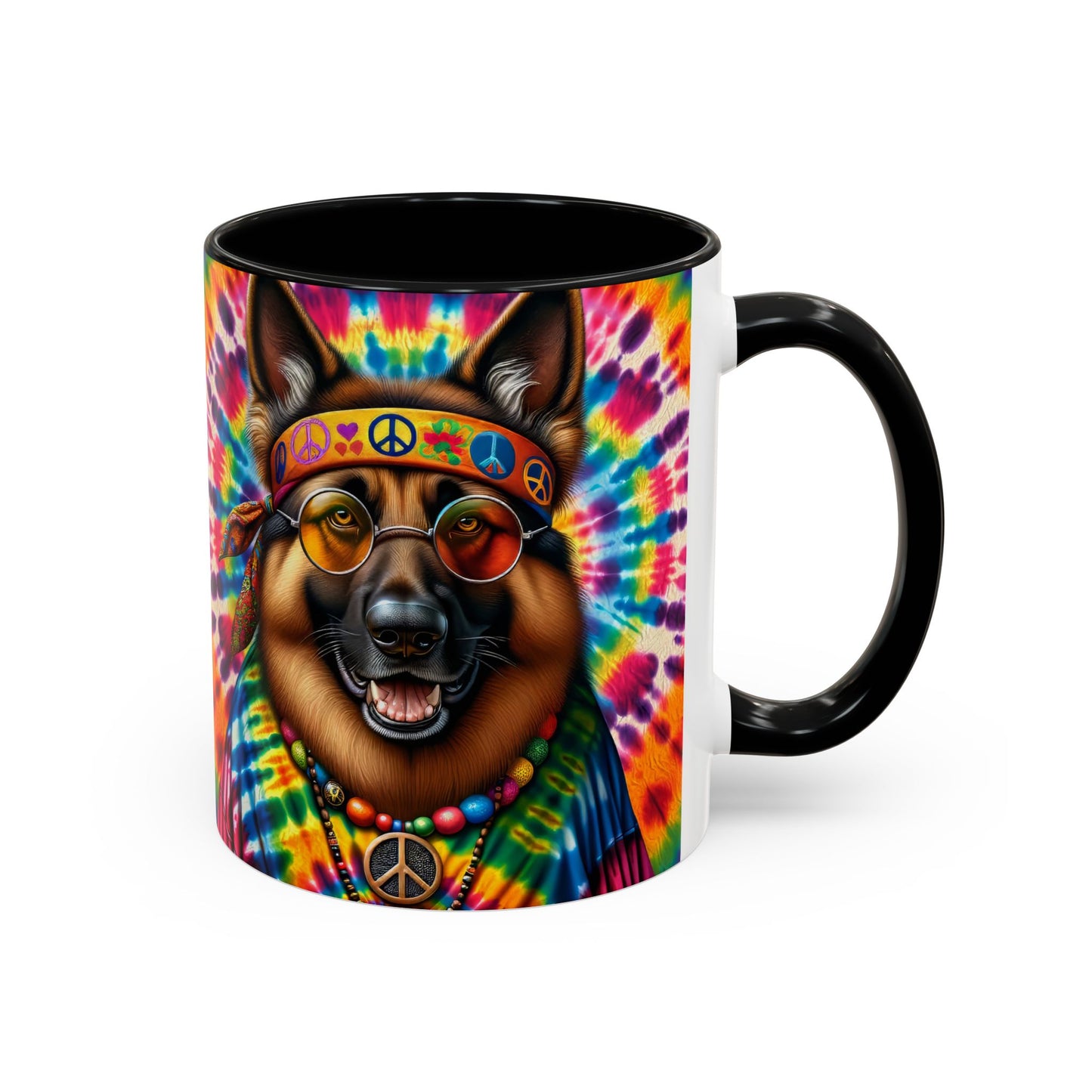 Hippie German Shepherd Accent Coffee Mug, 11oz