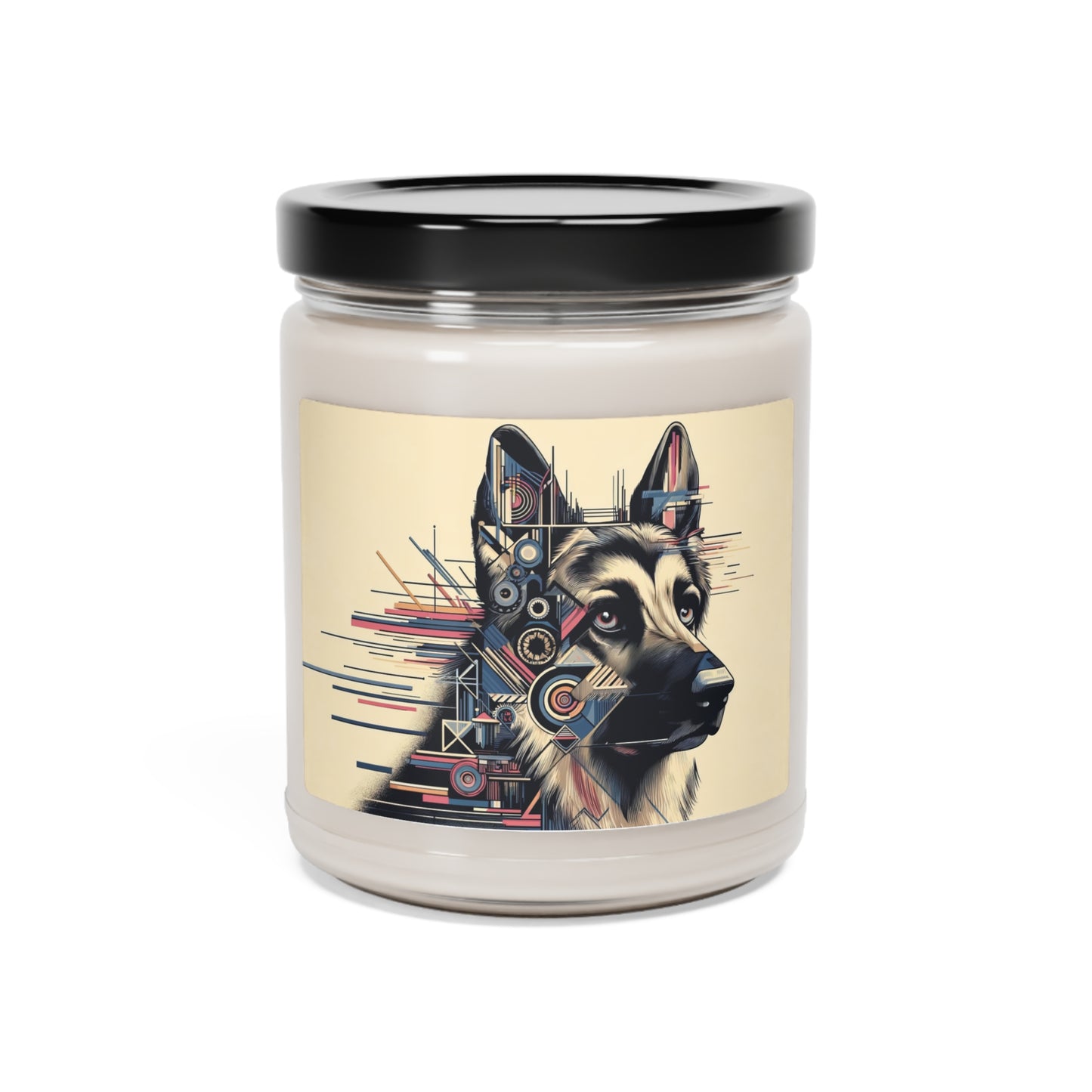 Constructivist and dadaist German Shepherd Scented Soy Candle, 9oz