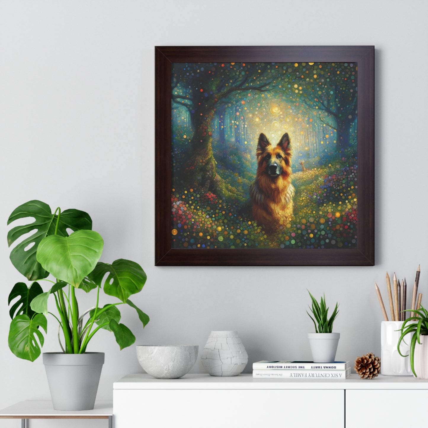 Neo-impressionism and fairy tale German Shepherd Framed Poster Painting 16x16