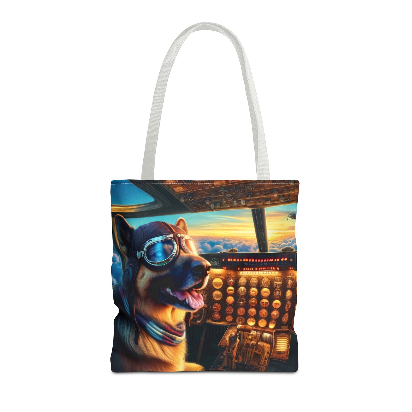 German Shepherd Flying an Airplane Tote Bag