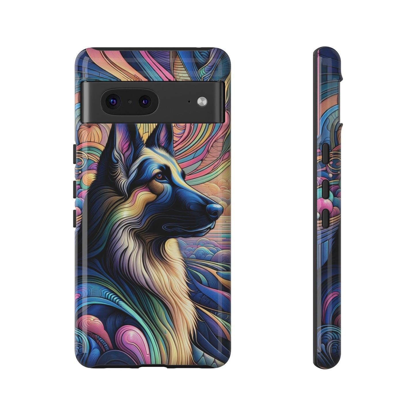 Art nouveau and vaporwave German Shepherd Phone Case