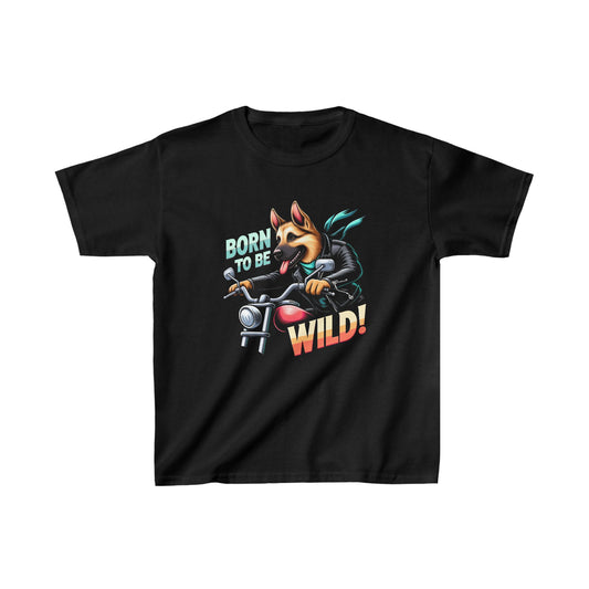 Born to Be Wild Kids Size T-Shirt (Multi colors) (German Shepherd)