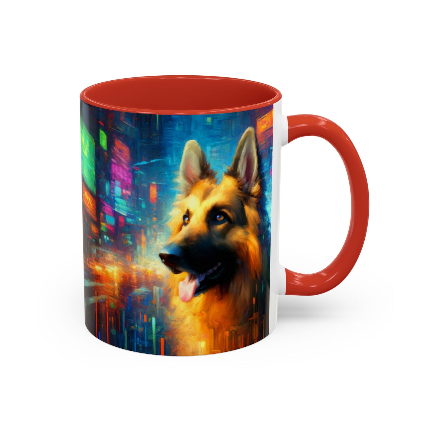 Impressionism meets cyberpunk German Shepherd Coffee Mug