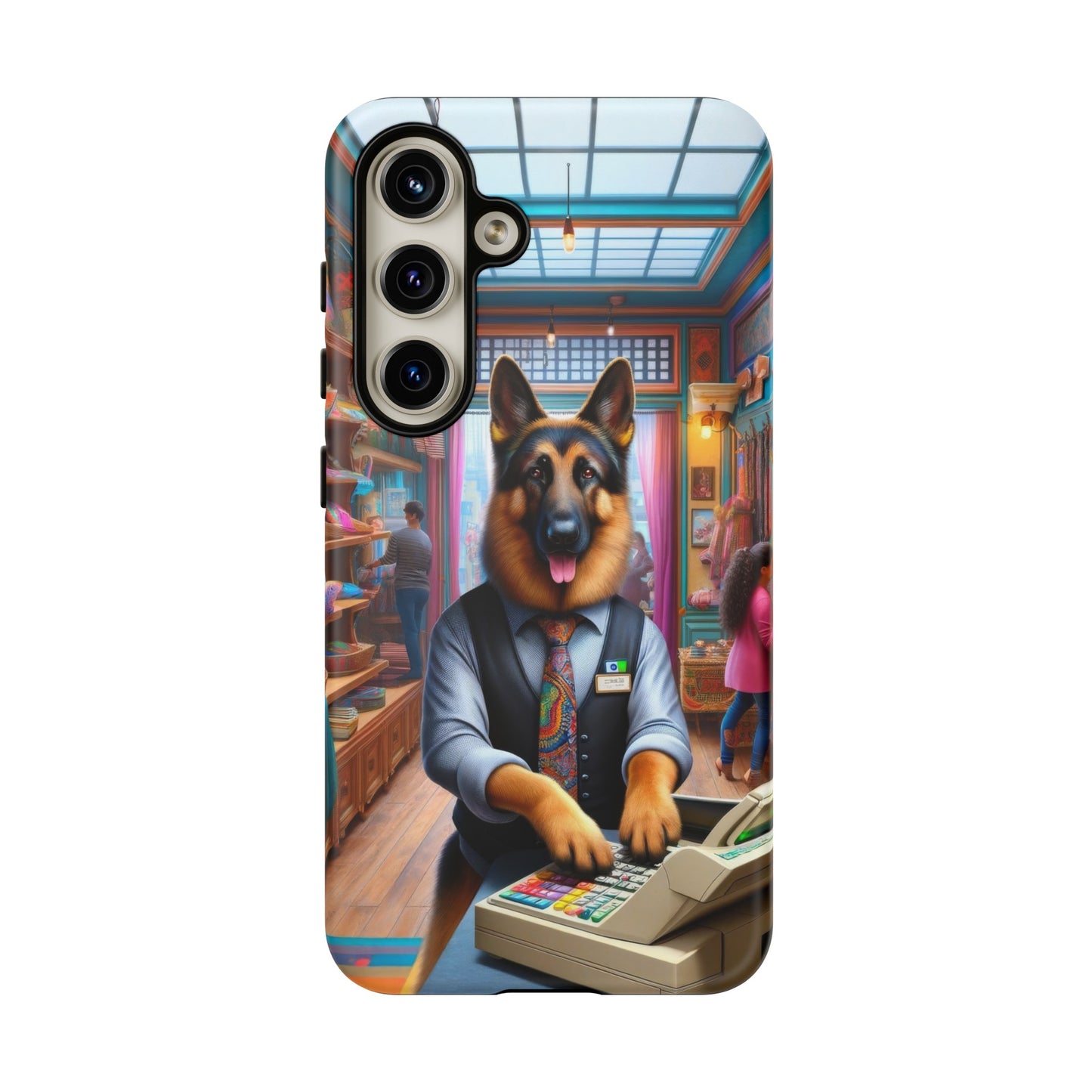 German Shepherd Operating a Cash Register Phone Case