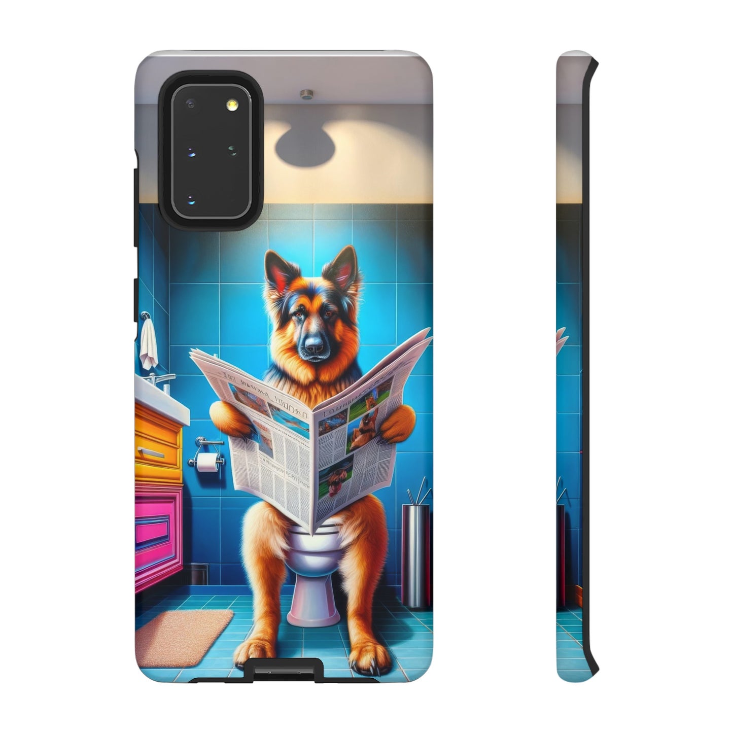 German Shepherd using a toilet Phone Case