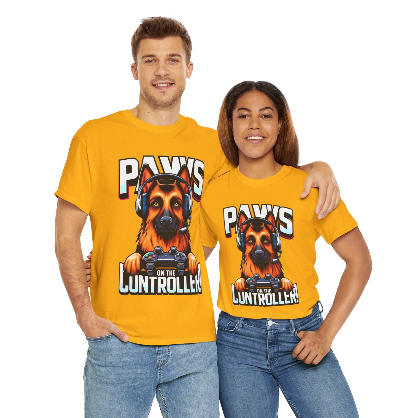 Paws on the Controller T-Shirt (13 colors) (German Shepherd)