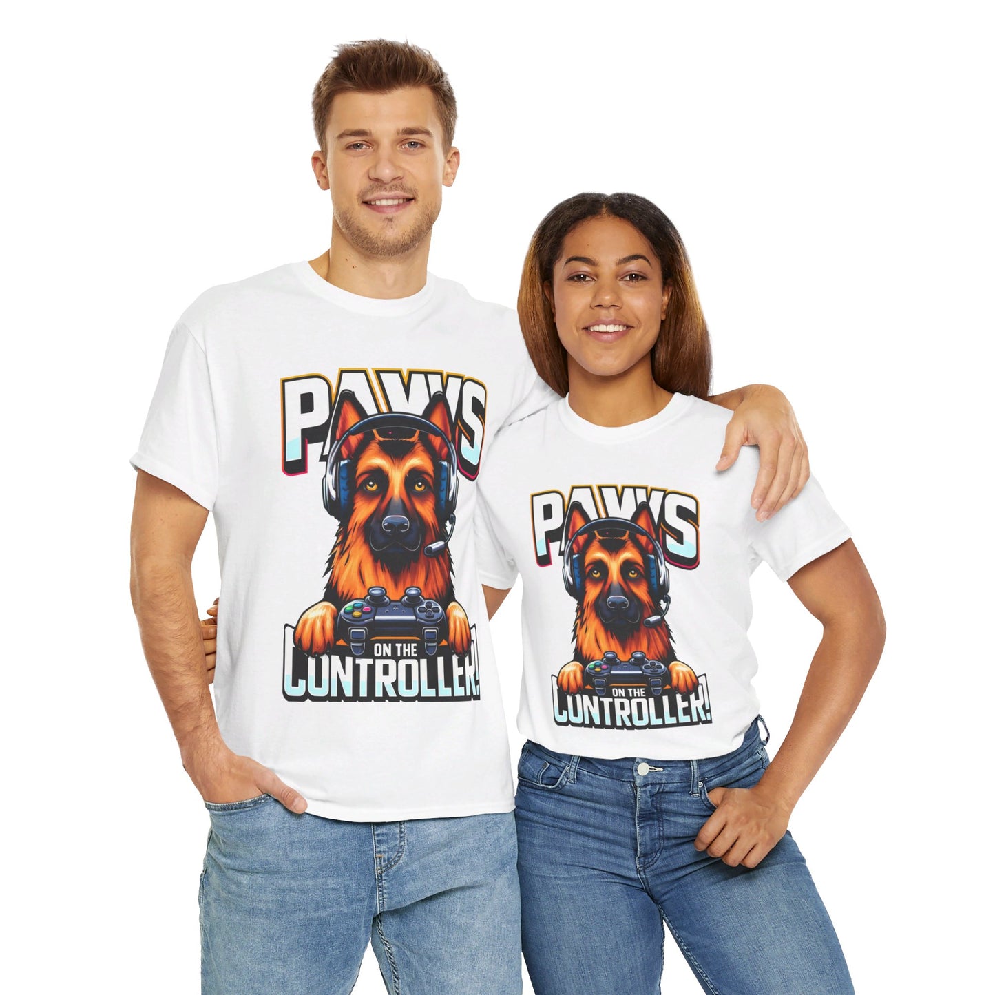 Paws on the Controller T-Shirt (13 colors) (German Shepherd)