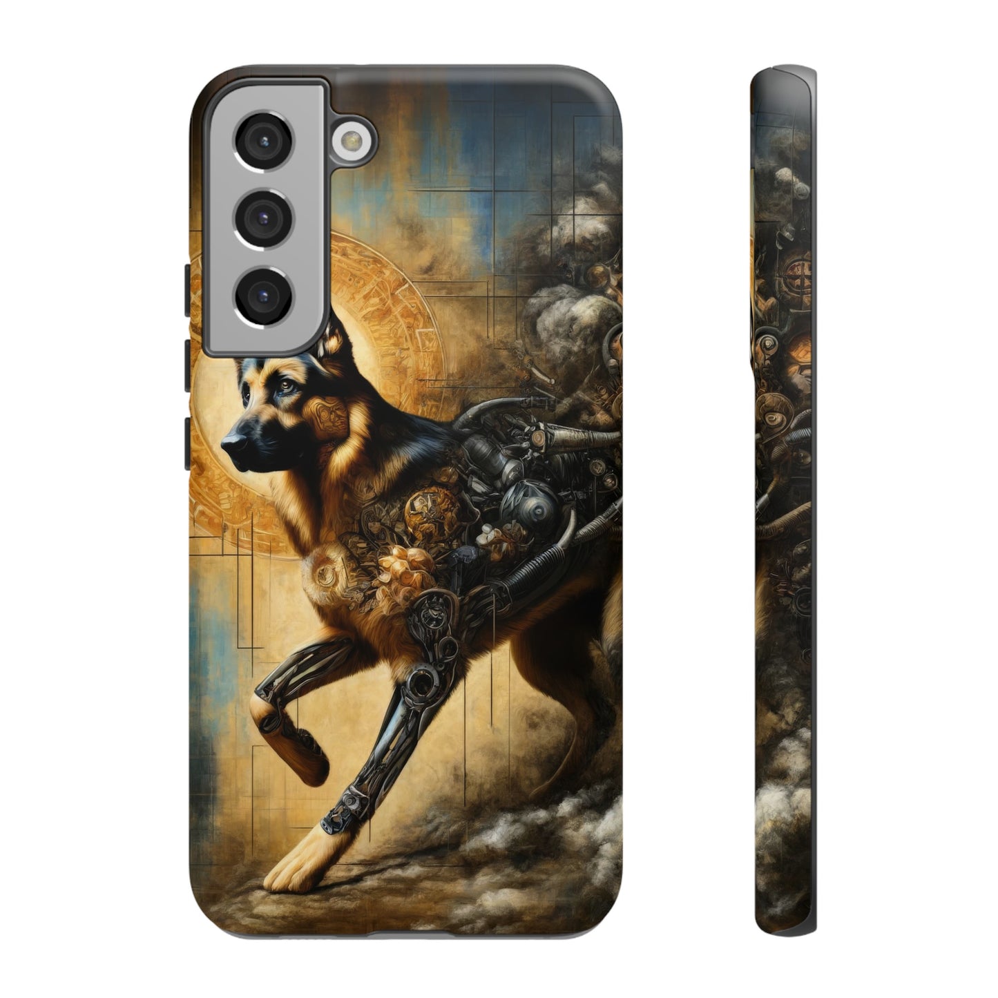 Byzantine, charcoal, and cybernetic German Shepherd Phone Case