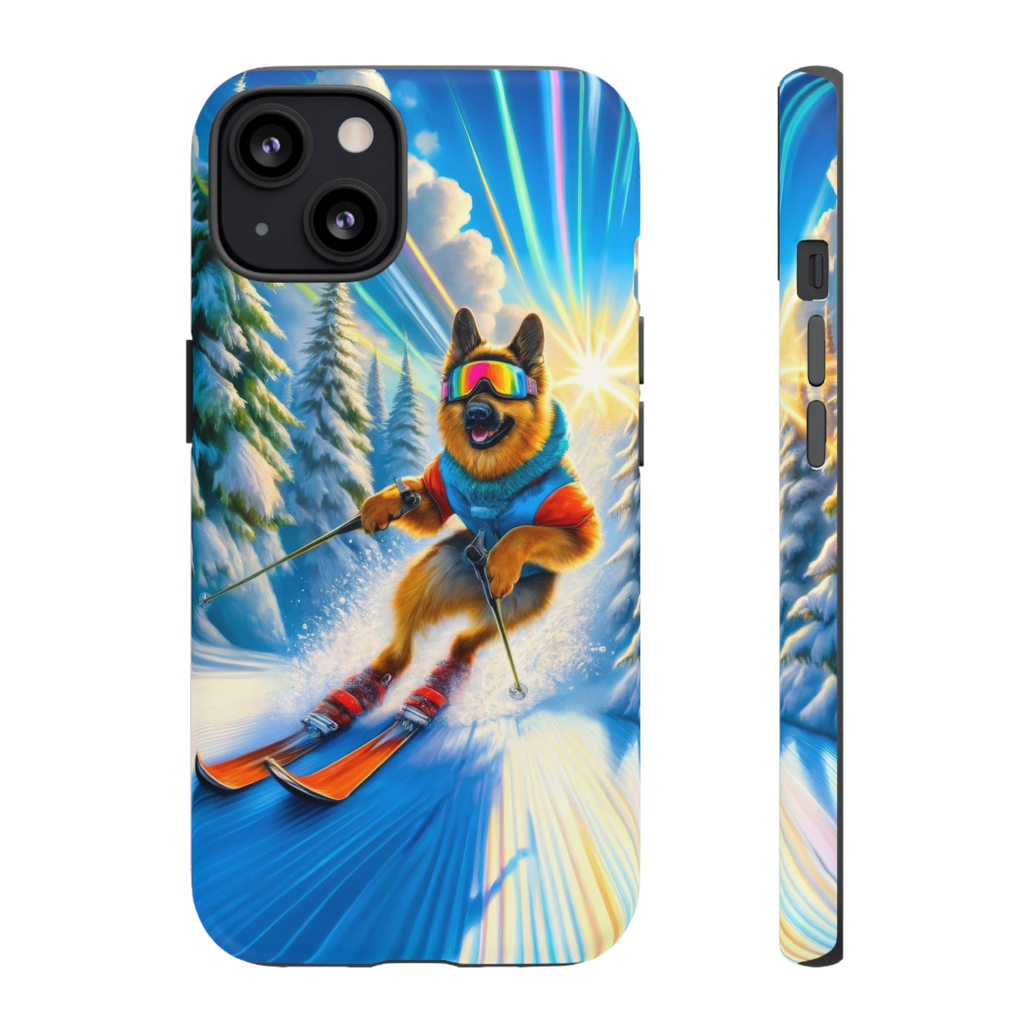 German Shepherd Skiing Phone Case