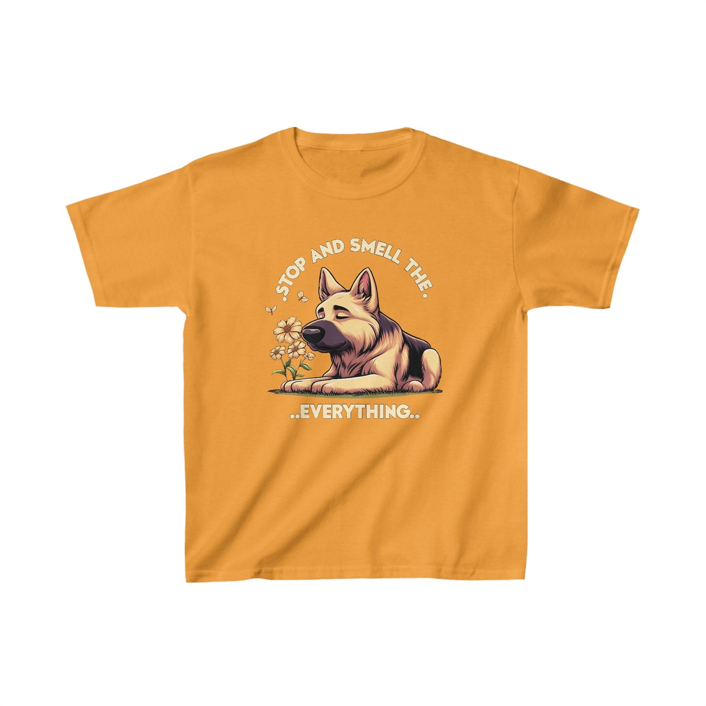 Stop and Smell the Everything Kids Size T-Shirt (Multi colors) (German Shepherd)