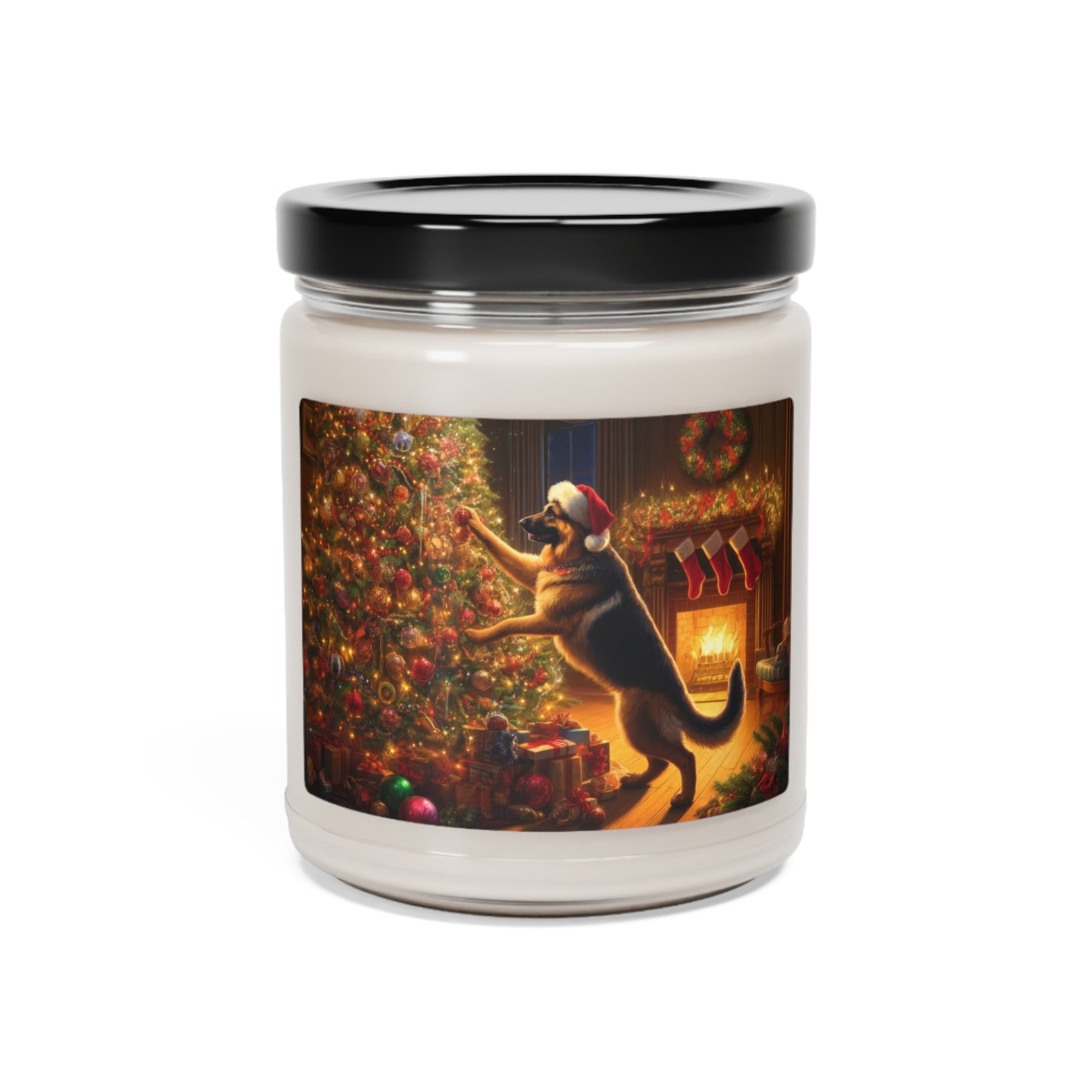 German Shepherd Christmas Tree Scented Soy Candle, 9oz